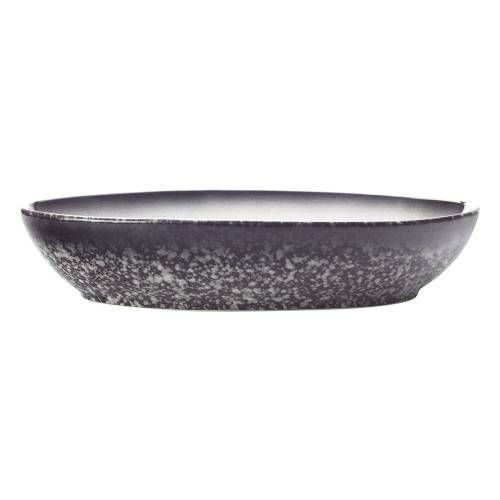 Bol oval din ceramica Maxwell & Williams Caviar - lungime 20 cm - alb - negru