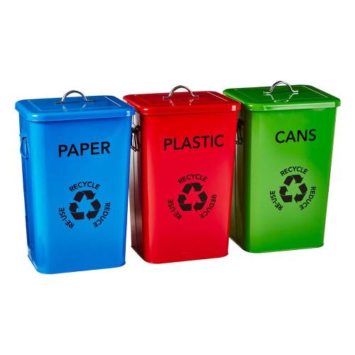 Cosuri de gunoi 3 buc de reciclat din otel 26 l - Premier Housewares