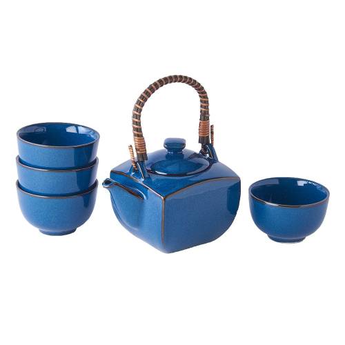 Set 5 piese pentru ceai din ceramica MIJ - albastru