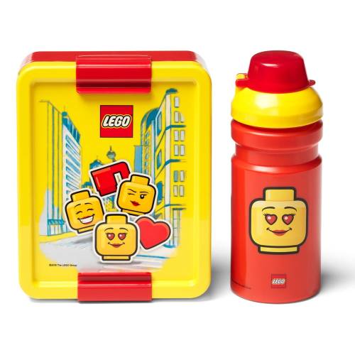 Set caserola pentru gustari si sticla LEGO(r) Iconic - rosu - galben