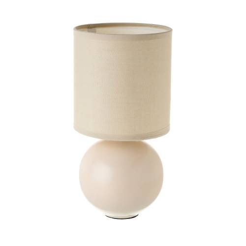 Veioza bej din ceramica cu abajur textil (inaltime 24 - 5 cm) - Casa Seleccion