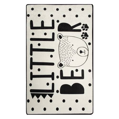 Covor antiderapant pentru copii Conceptum Hypnose Little Bear - 100 x 160 cm - alb - negru