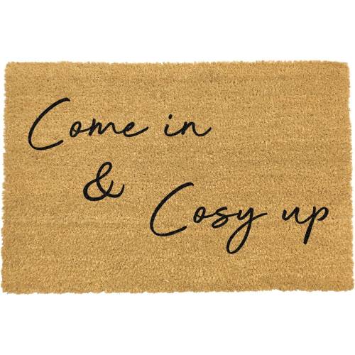 Covoras intrare din fibre de cocos Artsy Doormats Come In & Cosy Up - 40 x 60 cm - negru