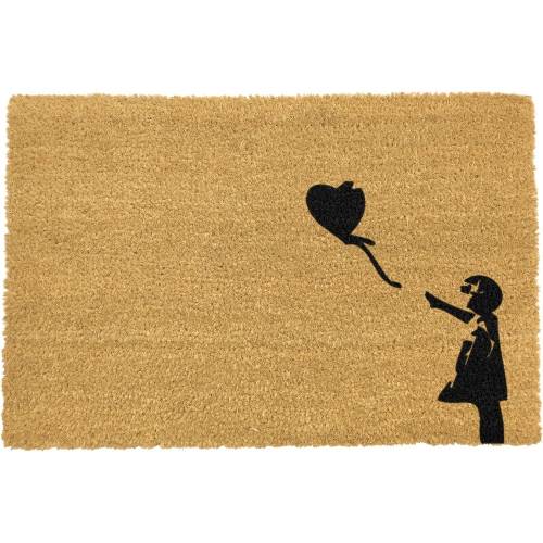 Covoras intrare din fibre de cocos Artsy Doormats Girl with a Balloon Graffiti - 40 x 60 cm