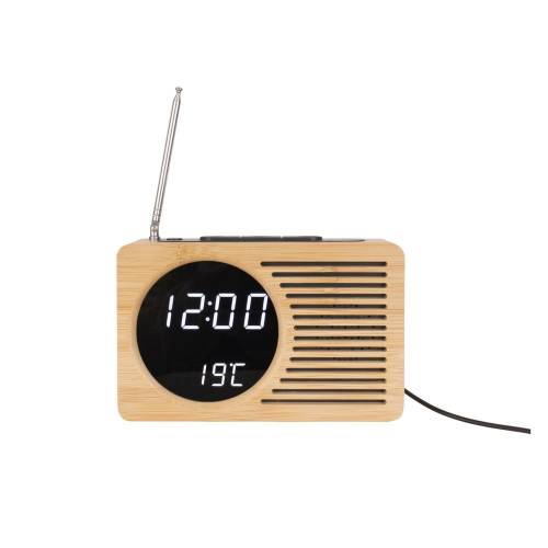 Ceas desteptator din bambus cu radio Karlsson Retro