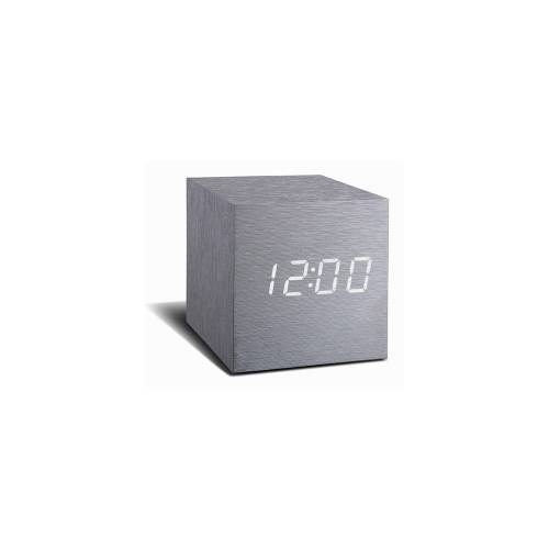 Ceas desteptator cu LED Gingko Cube Click Clock - gri - alb