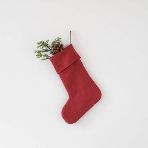 Decoratiune din in pentru Craciun Linen Tales Christmas Stocking - rosu