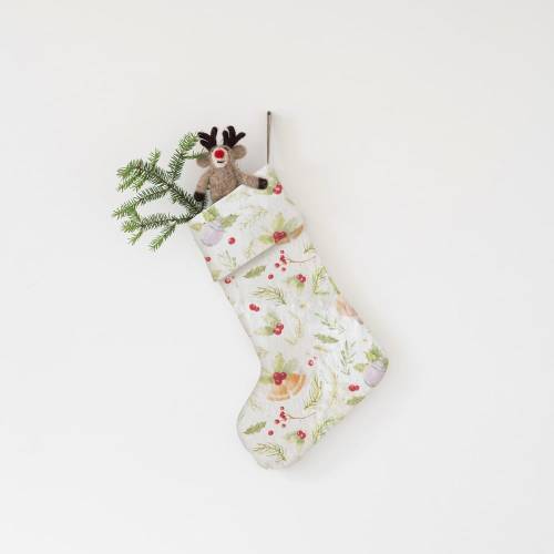 Decoratiune din in pentru Craciun Linen Tales Merry Stocking