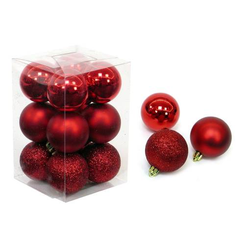Set 12 globuri rosii de Craciun Navidad Casa Seleccion - o 4 cm