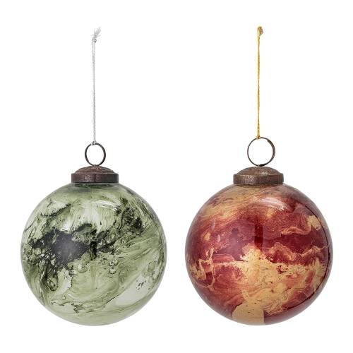 Set 2 ornamente de Craciun din sticla Loba - Bloomingville