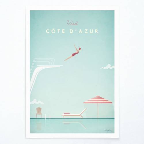 Poster Travelposter Cote d‘Azur - 30 x 40 cm