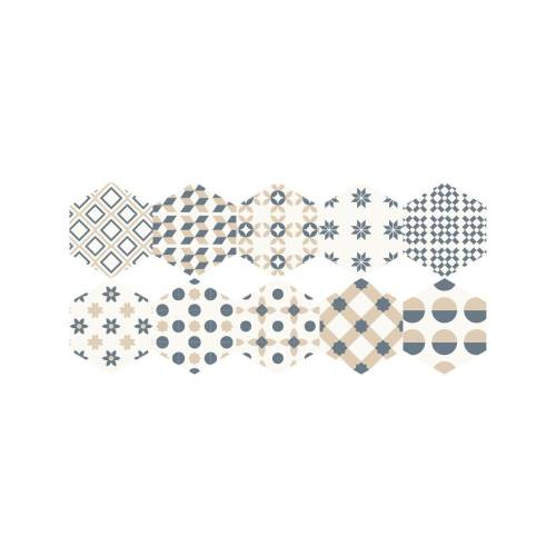 Set 10 autocolante pentru podea Ambiance Hexagons Gotzone - 20 x 18 cm