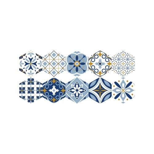 Set 10 autocolante pentru podea Ambiance Hexagons Jelilna - 20 x 18 cm