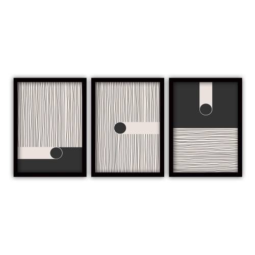 Set 3 tablouri cu rama neagra Vavien Artwork Black - 35 x 45 cm