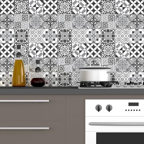 Set 60 autocolante Ambiance Elegant Tiles Shade of Gray - 10 x 10 cm