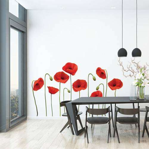 Set autocolante pentru perete Ambiance Vermeil Poppies - 60 x 70 cm