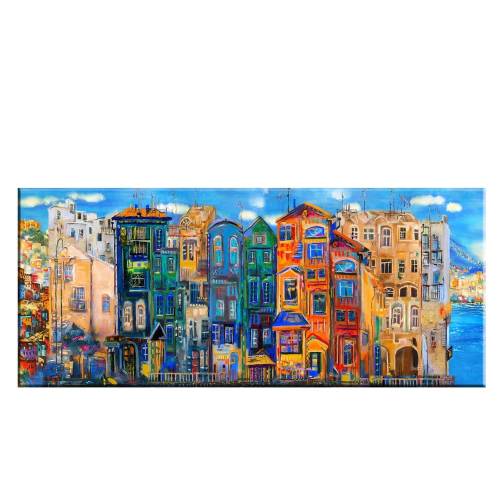 Tablou Tablo Center Colorful Houses - 140 x 60 cm
