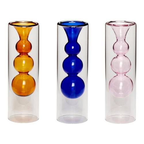 Set 3 vaze din sticla Hubsch Colors - inaltime 23 cm
