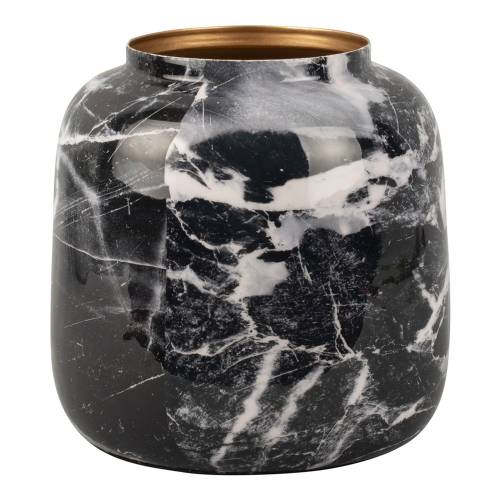 Vaza din fier PT LIVING Marble - inaltime 12 - 5 cm - alb-negru