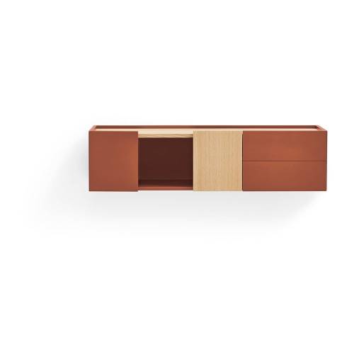 Comoda caramizie/in culoare naturala joasa cu aspect de lemn de stejar 110x23 cm Otto - Teulat