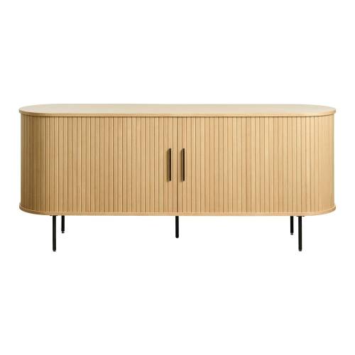 Comoda joasa cu aspect de lemn de stejar cu usa glisanta 76x180 cm Nola - Unique Furniture