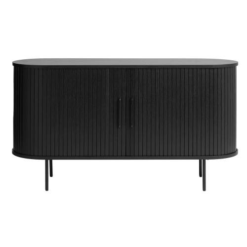 Comoda neagra joasa cu aspect de lemn de stejar 140x76 cm Nola - Unique Furniture