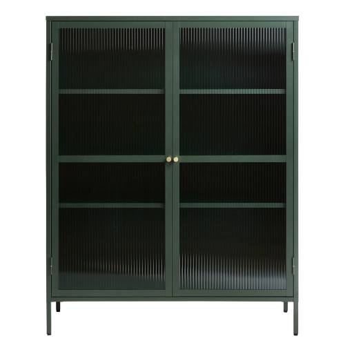 Vitrina din metal Unique Furniture Bronco - inaltime 140 cm - verde