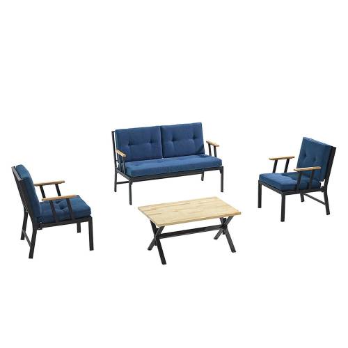 Set mobilier de gradina albastru pentru 4 pers Lotus - Floriane Garden