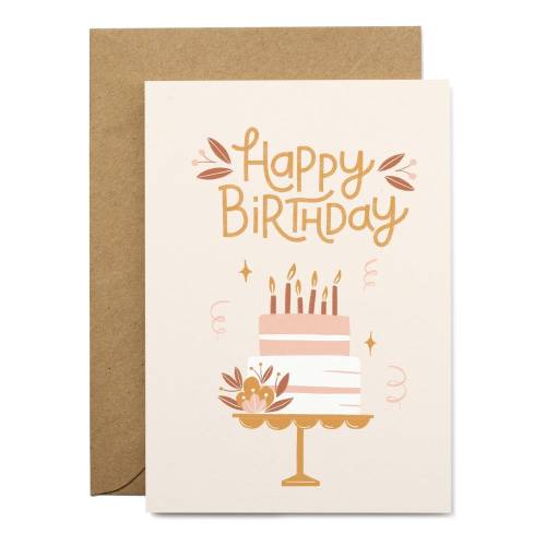 Felicitare zi de nastere cu plic din hartie reciclata Printintin Happy Birthday - format A6