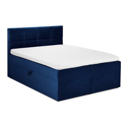 Pat boxspring 180x200 cm albastru cu spatiu de depozitare Mimicry - Mazzini Beds
