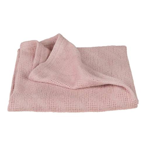 Patura pentru copii roz din bumbac organic tricotata 80x80 cm Lil Planet - Roba