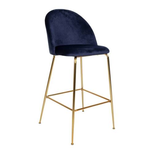 Set 2 scaune bar tapitate House Nordic Lausanne - albastru-aramiu