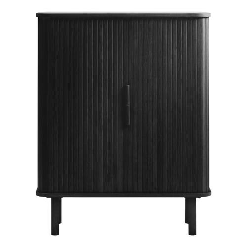 Dulap negru cu aspect de lemn de stejar cu usa glisanta 113x90 cm Cavo - Unique Furniture