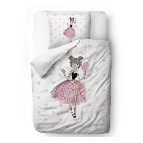 Lenjerie de pat din bumbac pentru copii Butter Kings Pink Girls - 100 x 130 cm