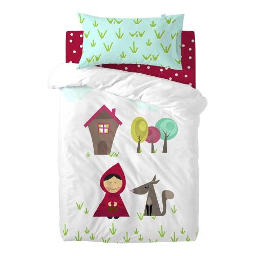 Lenjerie de pat din bumbac pentru copii - pentru pat de o persoana Mr Fox Grandma - 115 x 145 cm