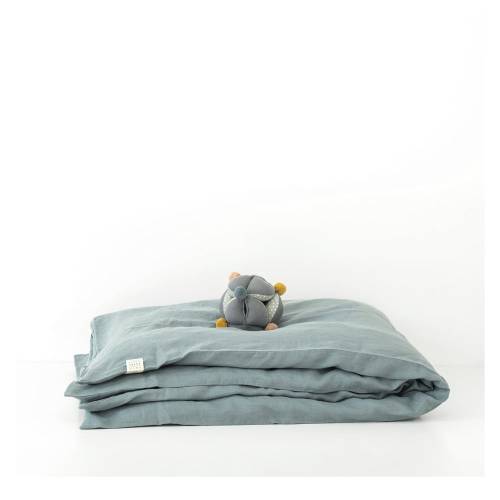 Lenjerie de pat din in pentru copii Linen Tales Nature - 100 x 140 cm - albastru