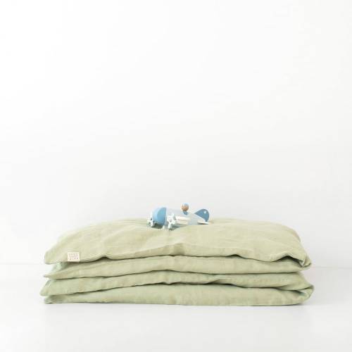 Lenjerie de pat din in pentru copii Linen Tales Nature - 70 x 100 cm - verde