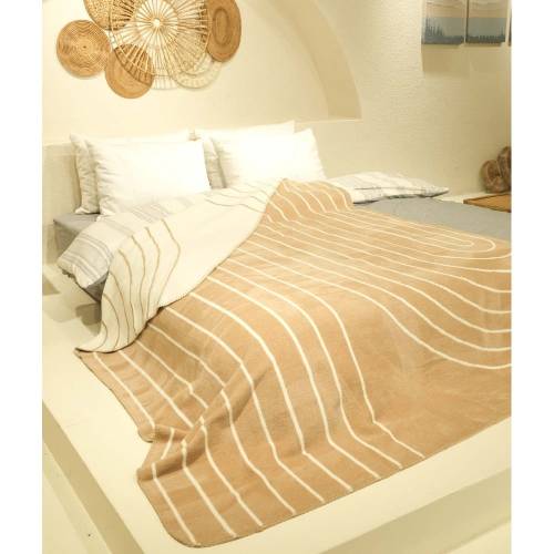Cuvertura galben ocru/alba pentru pat de o persoana 150x200 cm Twin - Oyo Concept