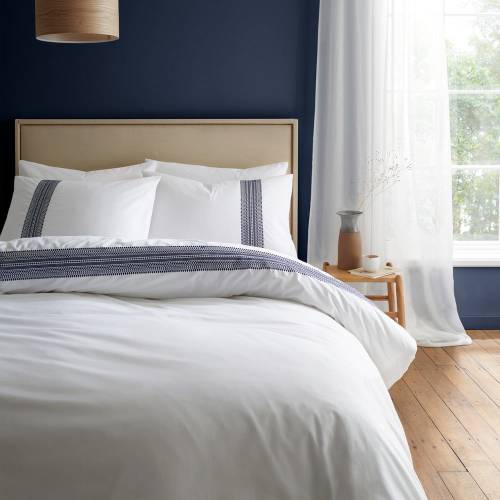 Lenjerie de pat alb-albastru din bumbac pentru pat de o persoana 135x200 cm Remy - Bianca