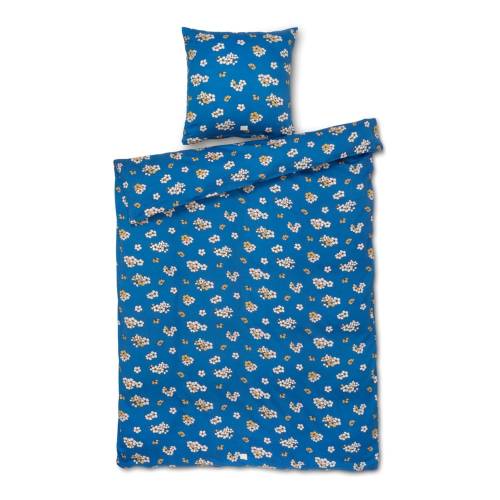 Lenjerie de pat albastra din bumbac satinat pentru pat de o persoana/extinsa 140x220 cm Grand Pleasantly - JUNA