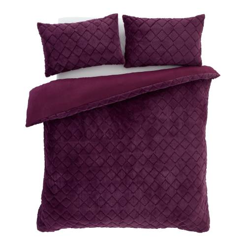 Lenjerie de pat burgundy din microplus pentru pat de o persoana 135x200 cm Cosy Diamond - Catherine Lansfield