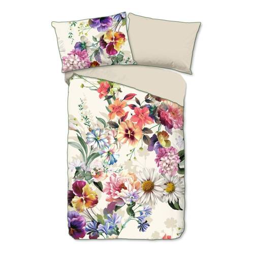 Lenjerie de pat din bumbac organic pentru pat de o persoana Descanso Flower Garden - 140 x 220 cm