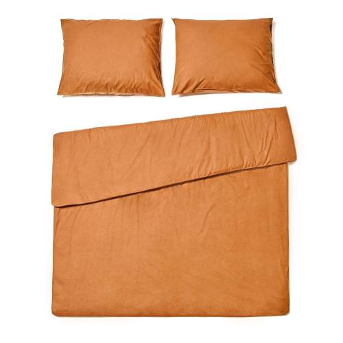 Lenjerie pentru pat dublu din bumbac stonewashed Bonami Selection - 200 x 220 cm - portocaliu teracota