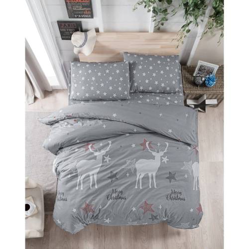 Lenjerie de pat gri din bumbac pentru pat de o persoana 140x200 cm Merry - Mijolnir