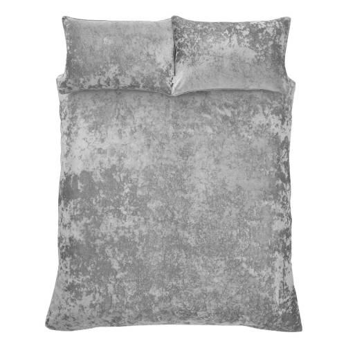 Lenjerie de pat gri din catifea pentru pat dublu-extinsa 230x220 cm Crushed - Catherine Lansfield
