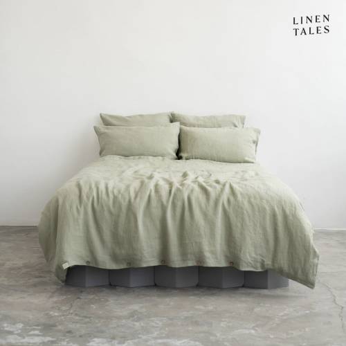 Lenjerie de pat verde-deschis din in pentru pat de o persoana 140x200 cm - Linen Tales