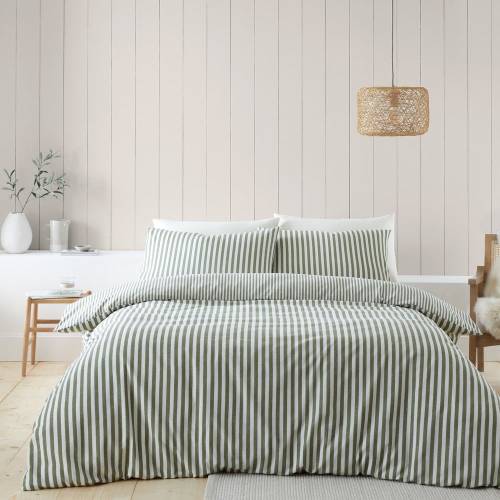 Lenjerie de pat verde din flanela pentru pat de o persoana 135x200 cm - Catherine Lansfield