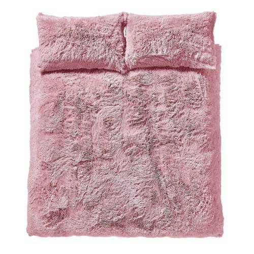 Lenjerie roz pentru pat dublu/extinsa 230x220 cm Cuddly Deep Pile - Catherine Lansfield